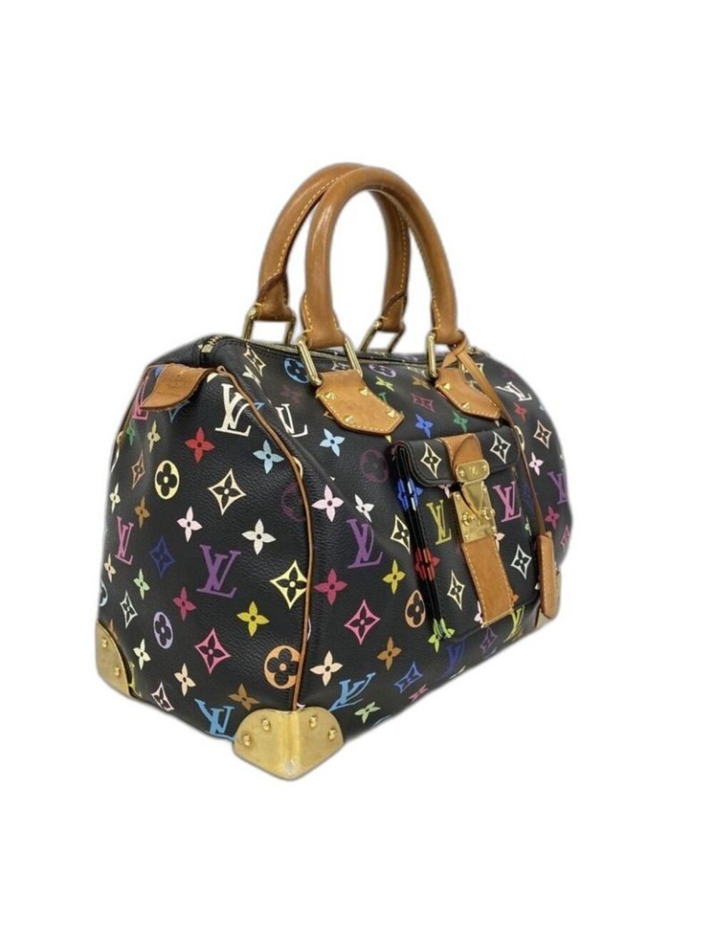 Louis Vuitton Handbag Monogram Multicolor Speedy 30 Noir - Picture 2 of 10